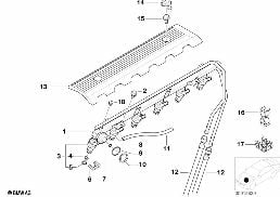VALVES/PIPES OF FUEL INJECTION SYSTEM diagram for BMW 7 Series E38 728iL