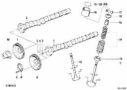 Ventilsteuerung-Nockenwelle/Schmierung diagram for BMW 3 Series E30 M3