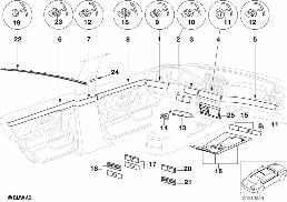 EQUIPMENT OF HIGH-POLISHED NUTWOOD diagram for BMW 7 Series E38 735iL