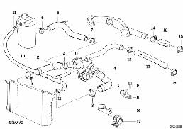 COOLING SYSTEM WATER HOSES diagram for BMW 8 Series E31 850Ci