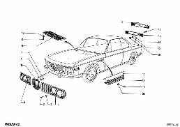 EXTERIOR TRIM / GRILL diagram for BMW 2.5CS-3.0CSL 2.5CS