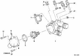 Корпус термостата системы охлаждения diagram for BMW 7 Series E32 735i