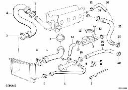 Systeme de refroidissement - durit diagram for BMW 3 Series E36 318i