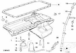 Oljetraag/oljesticka diagram for BMW 3 Series E36 325tds