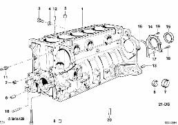 ENGINE BLOCK diagram for BMW 5 Series E34 M5 3.8