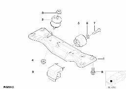 Suspension de boite de vitesses diagram for BMW 5 Series E39 540i