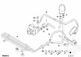 液压助力转向机构油管 diagram for BMW 3 Series E30 325ix
