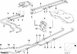 Przewód paliwa/Elementy mocujące diagram for BMW 7 Series E38 750i