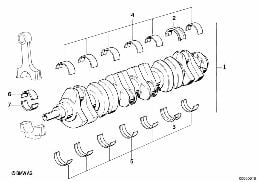 CRANKSHAFT WITH BEARING SHELLS diagram for BMW 3 Series E30 325e