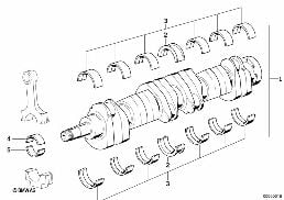 Коленчатый вал с вкладышами подшипников diagram for BMW 7 Series E32 735i