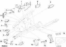 FRONT BODY BRACKET RIGHT diagram for BMW 3 Series E36 316i 1.6