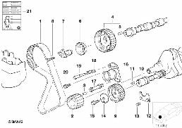 TIMING AND VALVE TRAIN-TOOTH BELT diagram for BMW 3 Series E30 325e