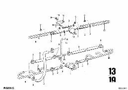 Brandstofleiding en drukregulateur diagram for BMW 2500-3.3Li 3.3Li