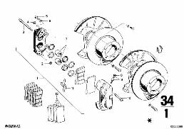 FRONT WHEEL BRAKE diagram for BMW 2500-3.3Li 2800