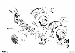 FRONT WHEEL BRAKE diagram for BMW 2500-3.3Li 2800