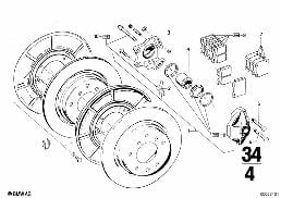 REAR WHEEL BRAKE diagram for BMW 2500-3.3Li 2800