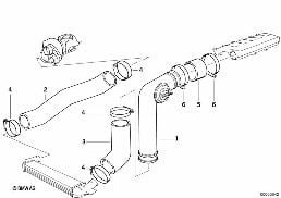 Prowadz. powietrza ład. instal. ssącej diagram for BMW 5 Series E34 525tds