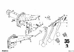 PEDALS-SUPPORTING BRACKET/CLUTCH PEDAL diagram for BMW 2500-3.3Li 3.3L