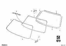 GLAZING diagram for BMW 2500-3.3Li 3.0Si