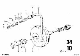 BRAKE MASTER CYLINDER W.POWER BRAKE UNIT diagram for BMW 2500-3.3Li 2800