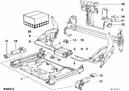 Sitz vorn Sitzschiene el./Einzelteile diagram for BMW 7 Series E32 750iL