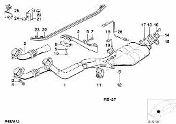 Układ wydechowy z katalizatorem diagram for BMW 5 Series E34 535i
