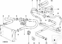 COOLING SYSTEM WATER HOSES diagram for BMW 7 Series E32 740i