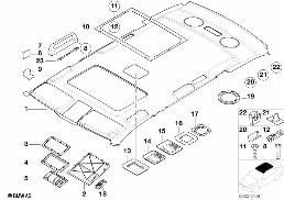 车顶衬里 / 把手 diagram for BMW 5 Series E39 520d