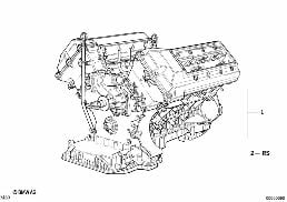 SHORT ENGINE diagram for BMW 7 Series E32 740i