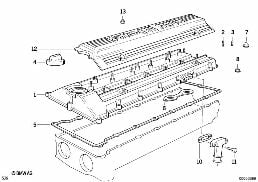CYLINDER HEAD COVER diagram for BMW 5 Series E34 M5 3.8