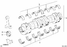 CRANKSHAFT WITH BEARING SHELLS diagram for BMW 5 Series E34 M5 3.8