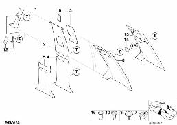 TRIM PANEL A- / B- / C-COLUMN diagram for BMW 7 Series E38 735iL