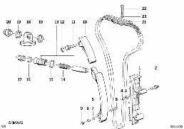 TIMING AND VALVE TRAIN-TIMING CHAIN diagram for BMW 5 Series E34 M5 3.8