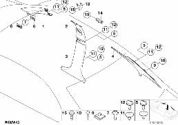 Revêtement A- / B- / C-Montant diagram for BMW 5 Series E39 525td