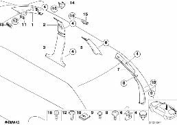A 柱 / B 柱 / C 柱 / D 柱饰件 diagram for BMW 5 Series E39 520d