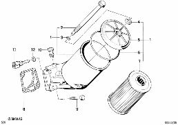 LUBRICATION SYSTEM-OIL FILTER diagram for BMW 5 Series E34 M5 3.8