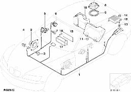 PARTS F HARMAN KARDON TOP-HIFI SYSTEM diagram for BMW Z3 E36 2.8