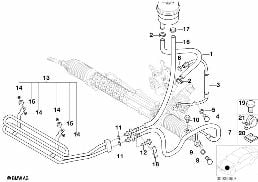 HYDRO STEERING-OIL PIPES diagram for BMW 3 Series E36 325td