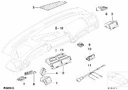 Bouches d'aeration/caches diagram for BMW 7 Series E38 735iL