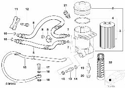 ระบบหล่อลื่นด้วยน้ำมัน/กรองน้ำมันครื่อง diagram for BMW 8 Series E31 840i