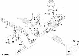 HYDRO STEERING-OIL PIPES diagram for BMW 3 Series E46 325i