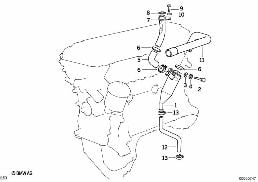 曲軸箱通風/油分離器 diagram for BMW 3 Series E36 M3
