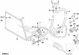 พวงมาลัยเพาเวอร์-ท่อน้ำมัน diagram for BMW Z3 E36 2.8