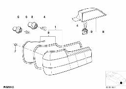 Heckleuchte diagram for BMW 7 Series E32 750iL