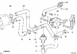 廢氣有害成份減小的空氣泵 diagram for BMW 3 Series E36 M3