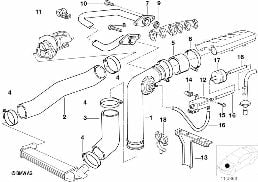 Prowadz. powietrza ład. inst.ssącej/AGR diagram for BMW 5 Series E34 525tds