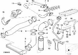 Insugningsanlaeggning-luftstyrning/AGR diagram for BMW 3 Series E36 325tds