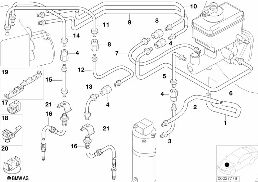 Brzdové potrubí přední dyn.kontr.stabil. diagram for BMW 5 Series E39 540i