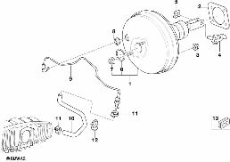 Posilovač brzd podtlak diagram for BMW 5 Series E39 540i
