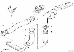 Insugningsanlaeggning-luftstyrning diagram for BMW 3 Series E36 325tds